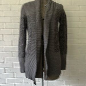 Anthropologie Ruby Moon Cardigan Sweater Size M Gray Black Colorblock Slub Knit